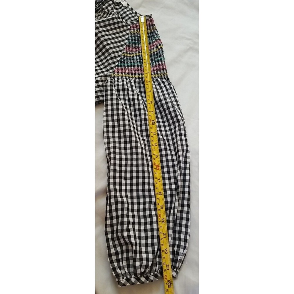 Madewell Smocked Gingham Top Womens Check V-Neck Oversized Peasant Blouse Small - Picture 13 of 13